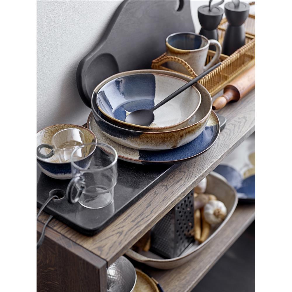 Bloomingville Jules Servierschüssel, Braun/Blau, 2L, Steingut, dänisches Design