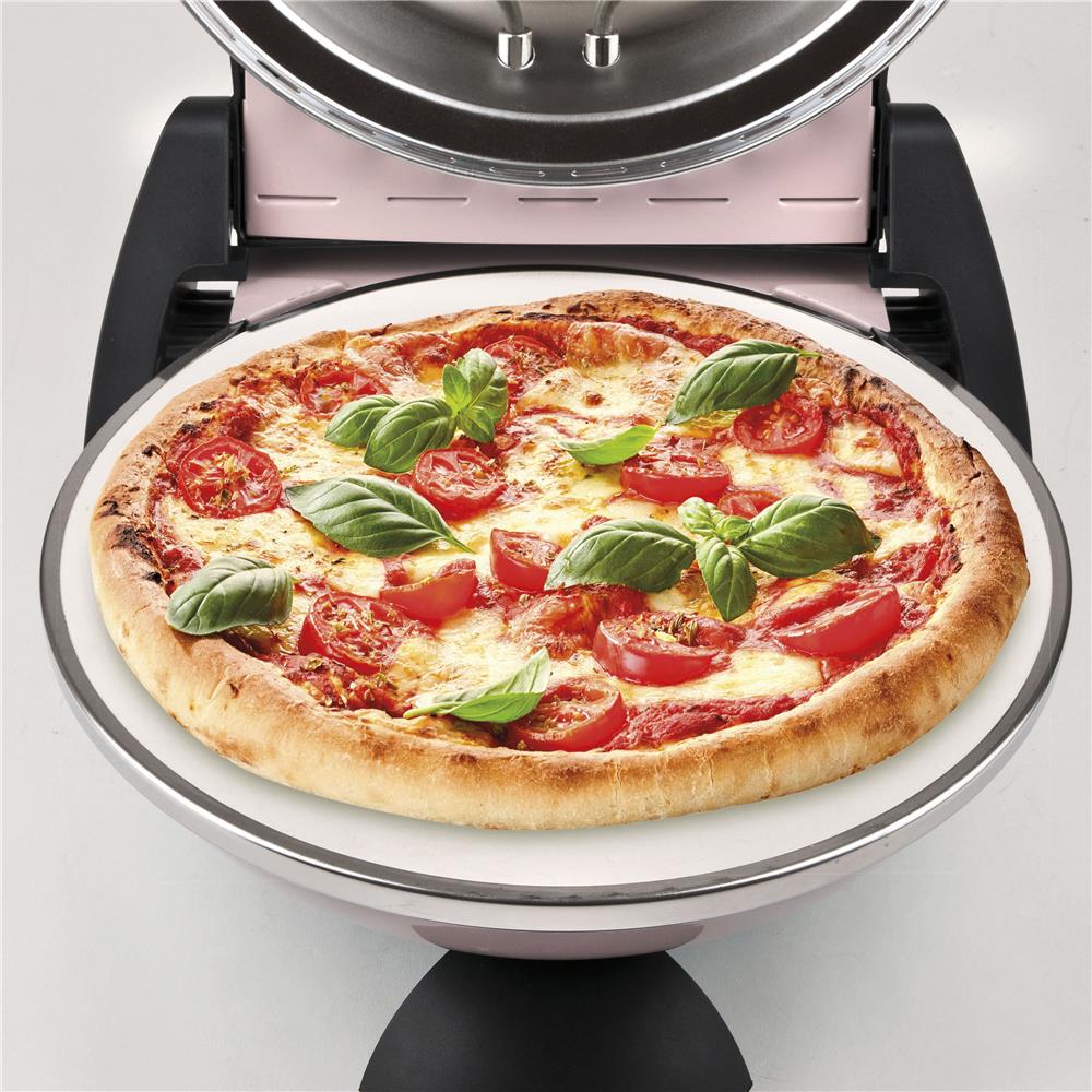 G3Ferrari elektrischer Pizzaofen Delizia Pizzamaker 1200 W für Pizza Ø 31cm icy pink Pizzamaker mit feuerfestem Naturstein rosa Limitierte Edition