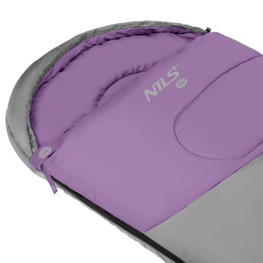 NILS CAMP Schlafsack Größe M Grau-Violett - Mumienschlafsack für Outdoor, Trekking & Camping