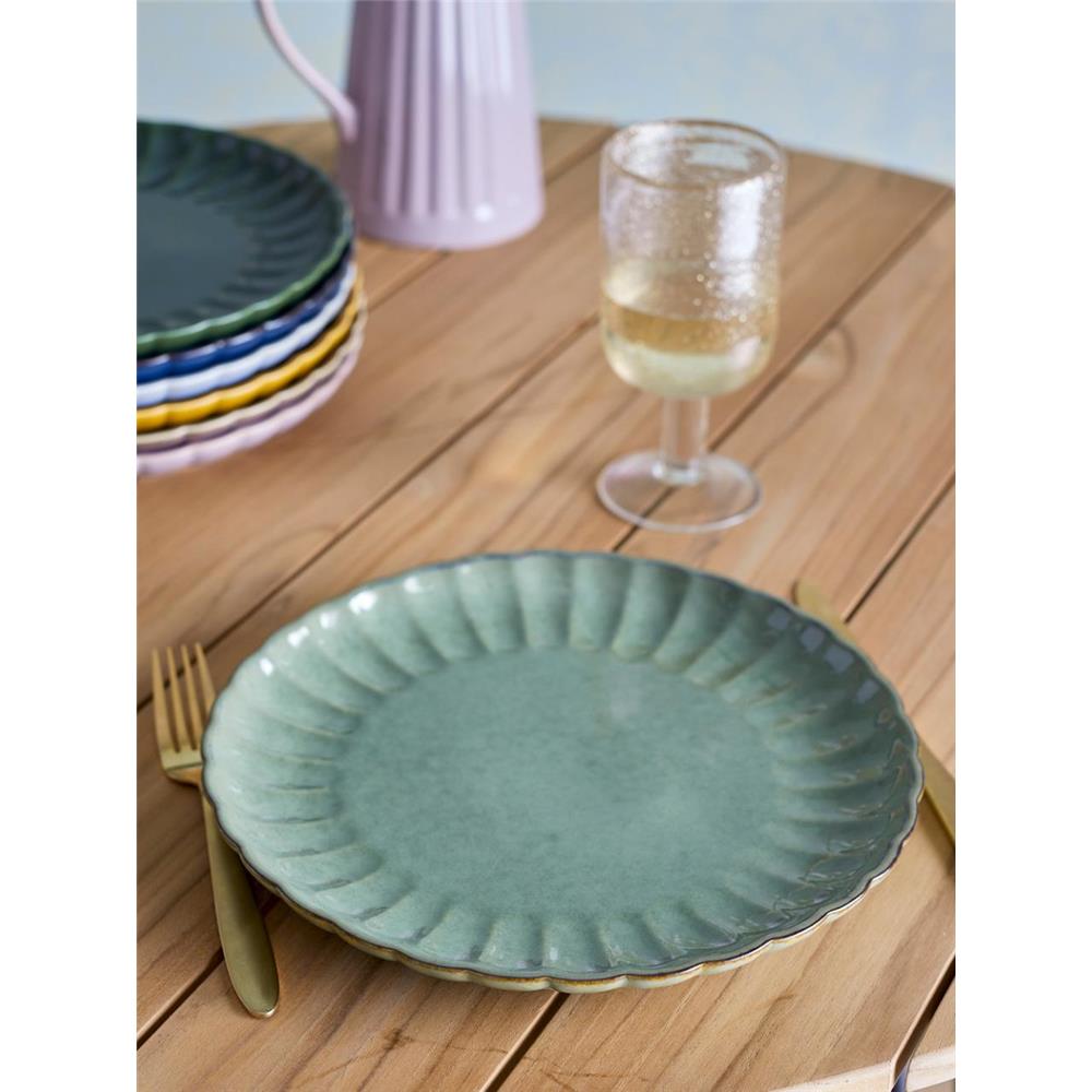 Bloomingville Latina Teller, Grün, 27 cm, Steingut, Speiseteller, dänisches Design