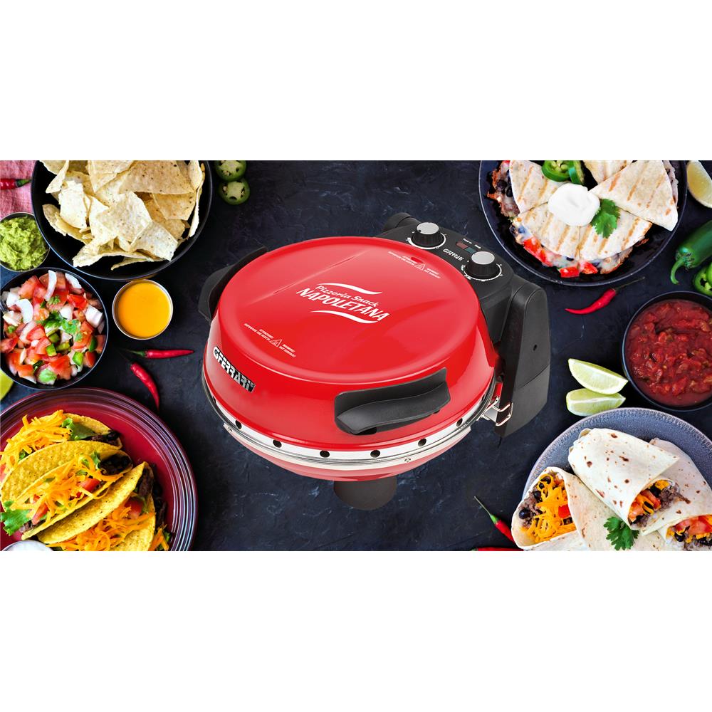 G3Ferrari elektrischer Pizzaofen Napoletana mit Pizzastein rot Pizzamaker 1200W für Pizza Ø 31cm