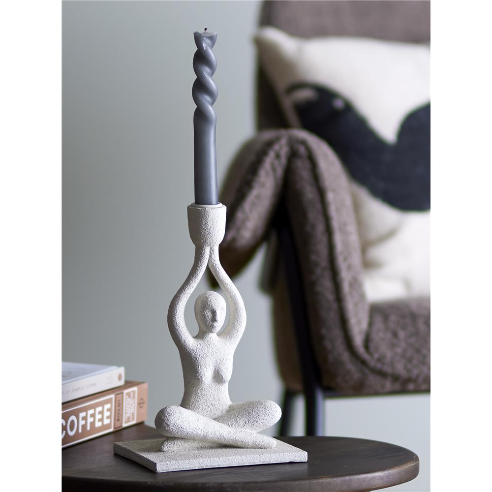 Bloomingville Lucie Kerzenhalter Weiß Polyresin Dekofigur Frauenfigur Yogafigur