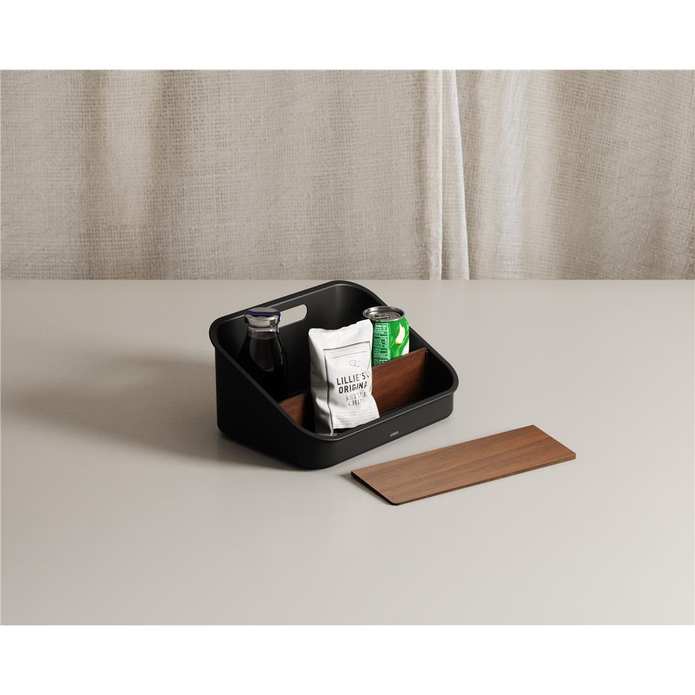 Umbra Bellwood Vorratsschrank Organizer mit 3 Fächern, Aufbewahrungsbehälter in Schwarz/Walnuss