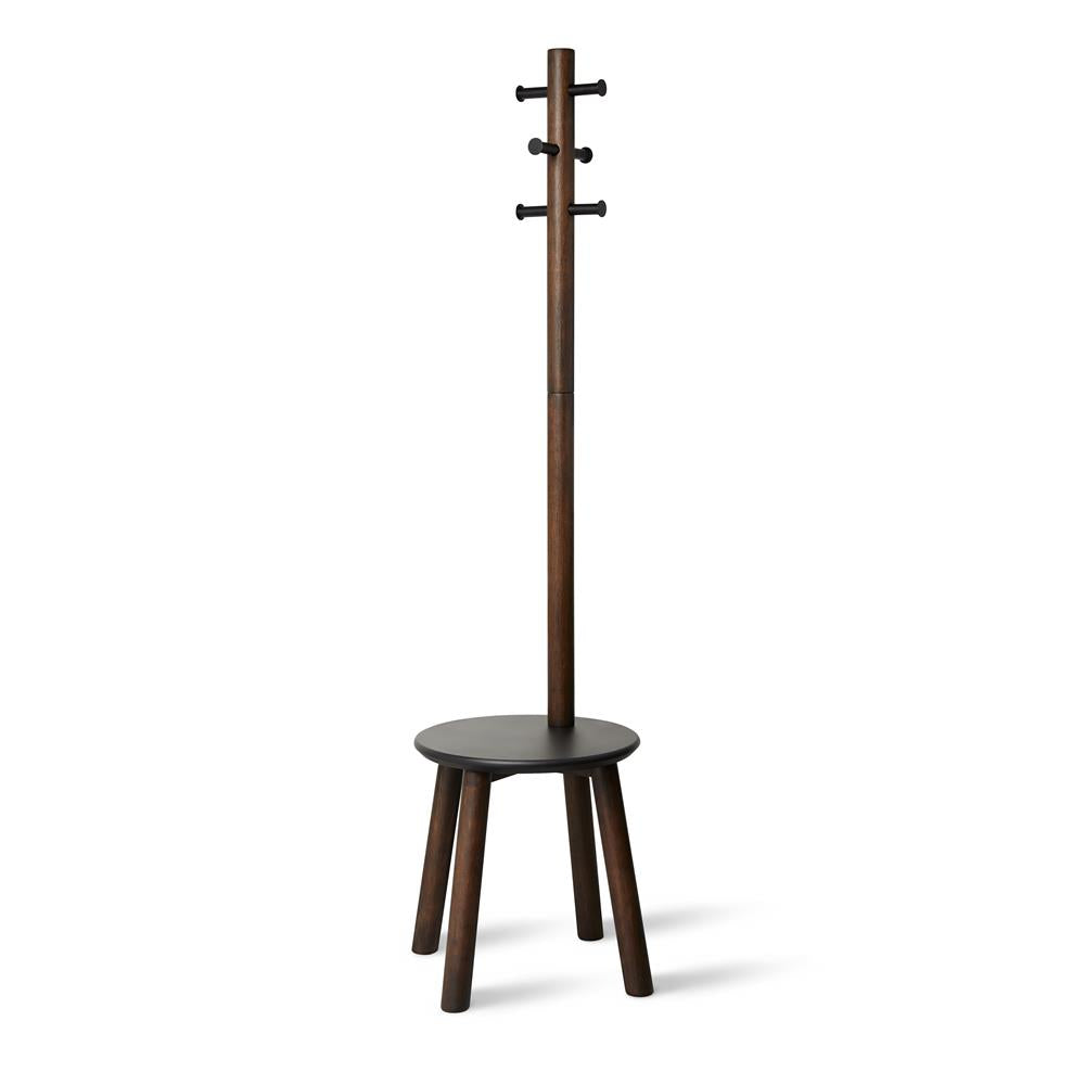 Umbra Pillar Garderobenständer mit integriertem Hocker 50 x 50 x 165 cm Holz Schwarz Walnuss