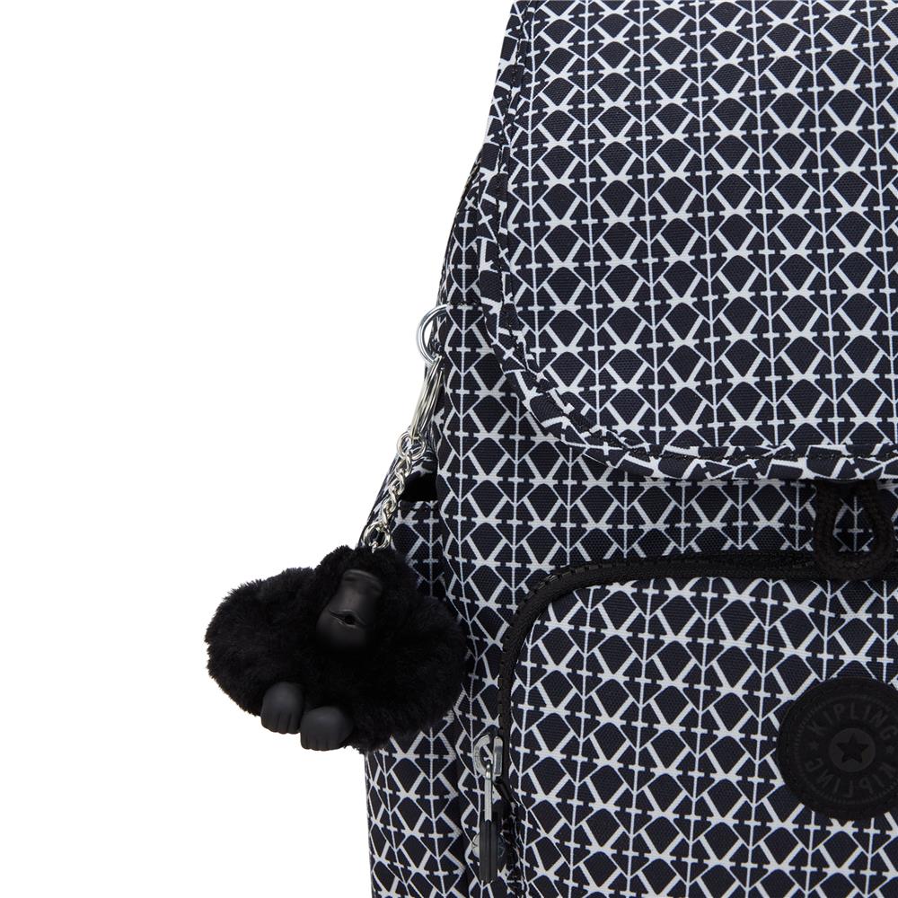 Kipling CITY PACK MINI, Extra kleiner Rucksack, Signature Print (schwarz), 9L, Kompakt & Stylisch