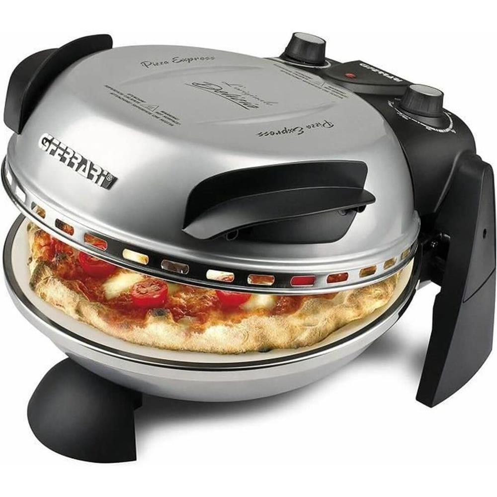 G3Ferrari elektrischer Pizzaofen Delizia 1200 W für Pizza Ø 31cm silber Pizzamaker mit feuerfestem Naturstein