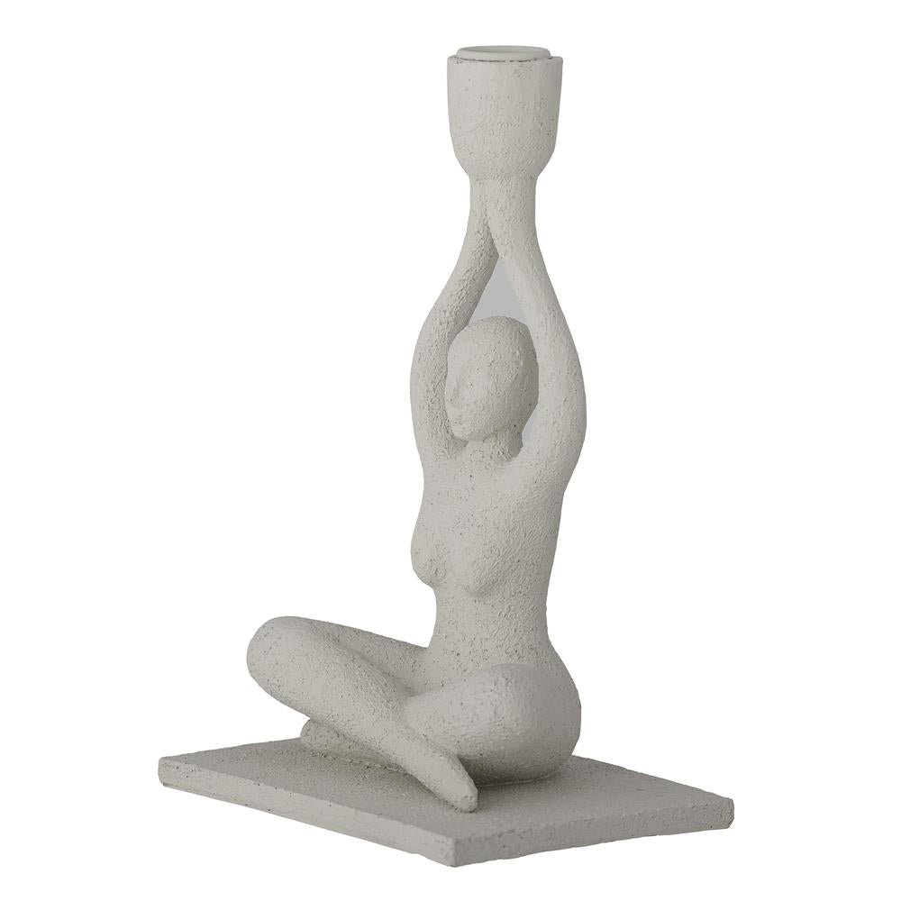 Bloomingville Lucie Kerzenhalter Weiß Polyresin Dekofigur Frauenfigur Yogafigur