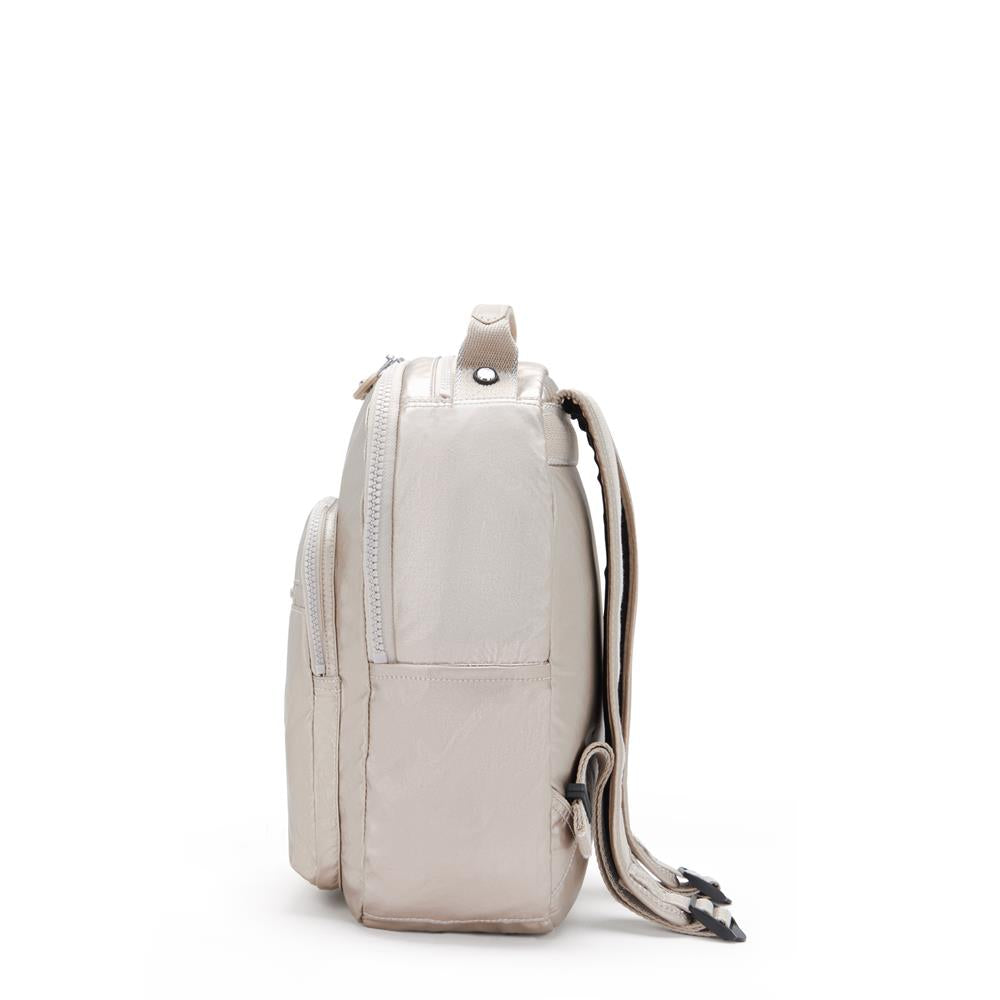 Kipling SEOUL S, Kleiner Rucksack, Metallic Glow (beige), 14L, mit 11-Zoll-Tabletfach