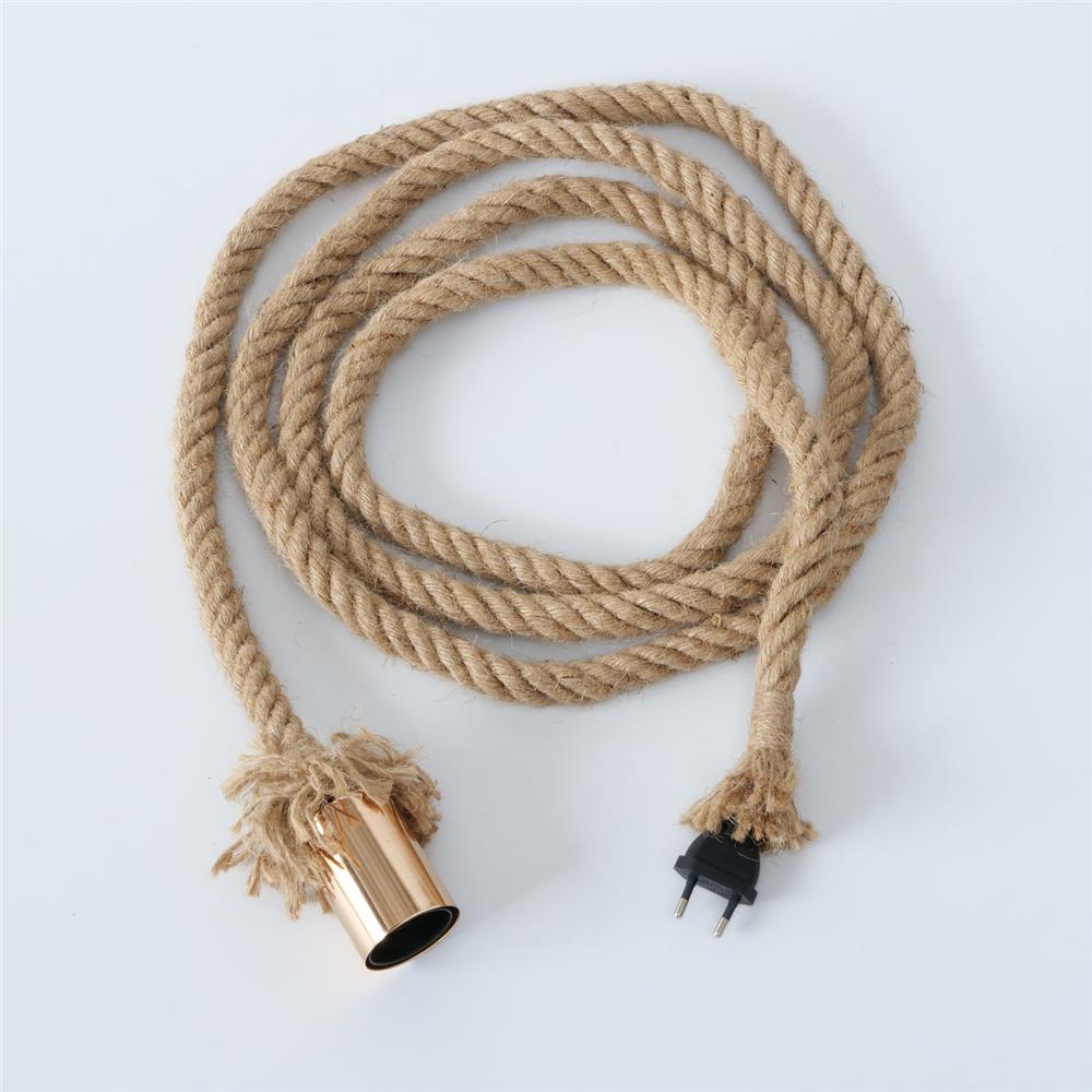 BOLTZE Tischleuchte Toko Glühbirne am Tau Braun Jute-Seil 3m ohne Leuchtmittel
