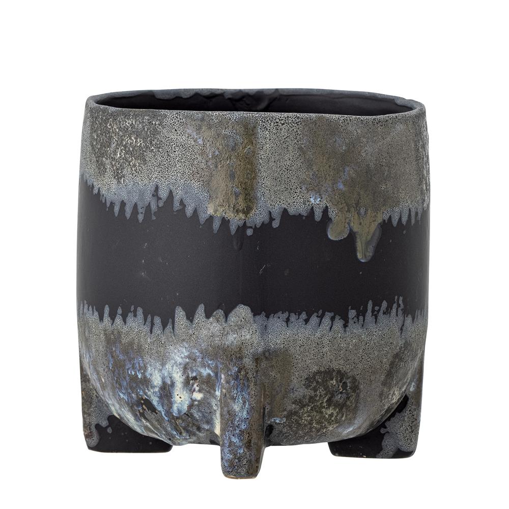 Bloomingville Nasru Blumentopf Schwarz – Steingut Ø15,5×H16 cm