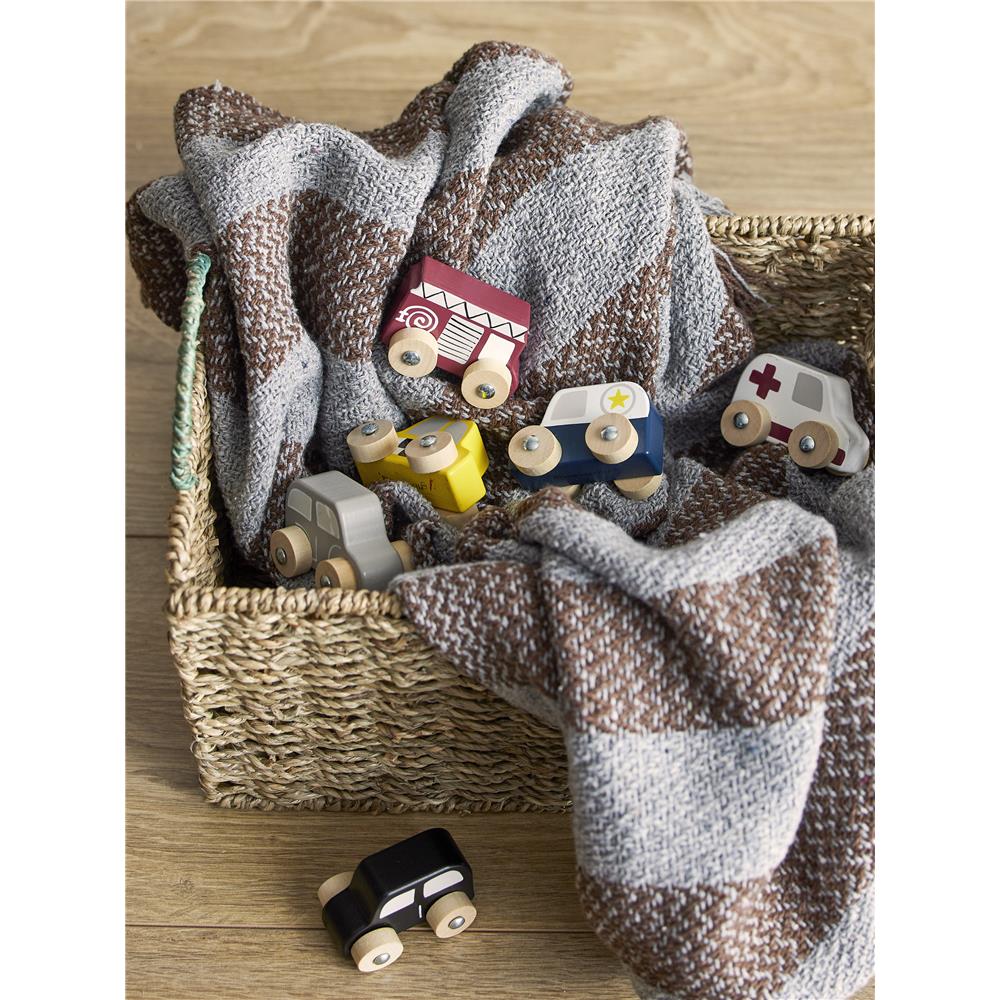 Bloomingville MINI Nann Decke, Braun, recycelte Baumwolle L100 x B80 cm