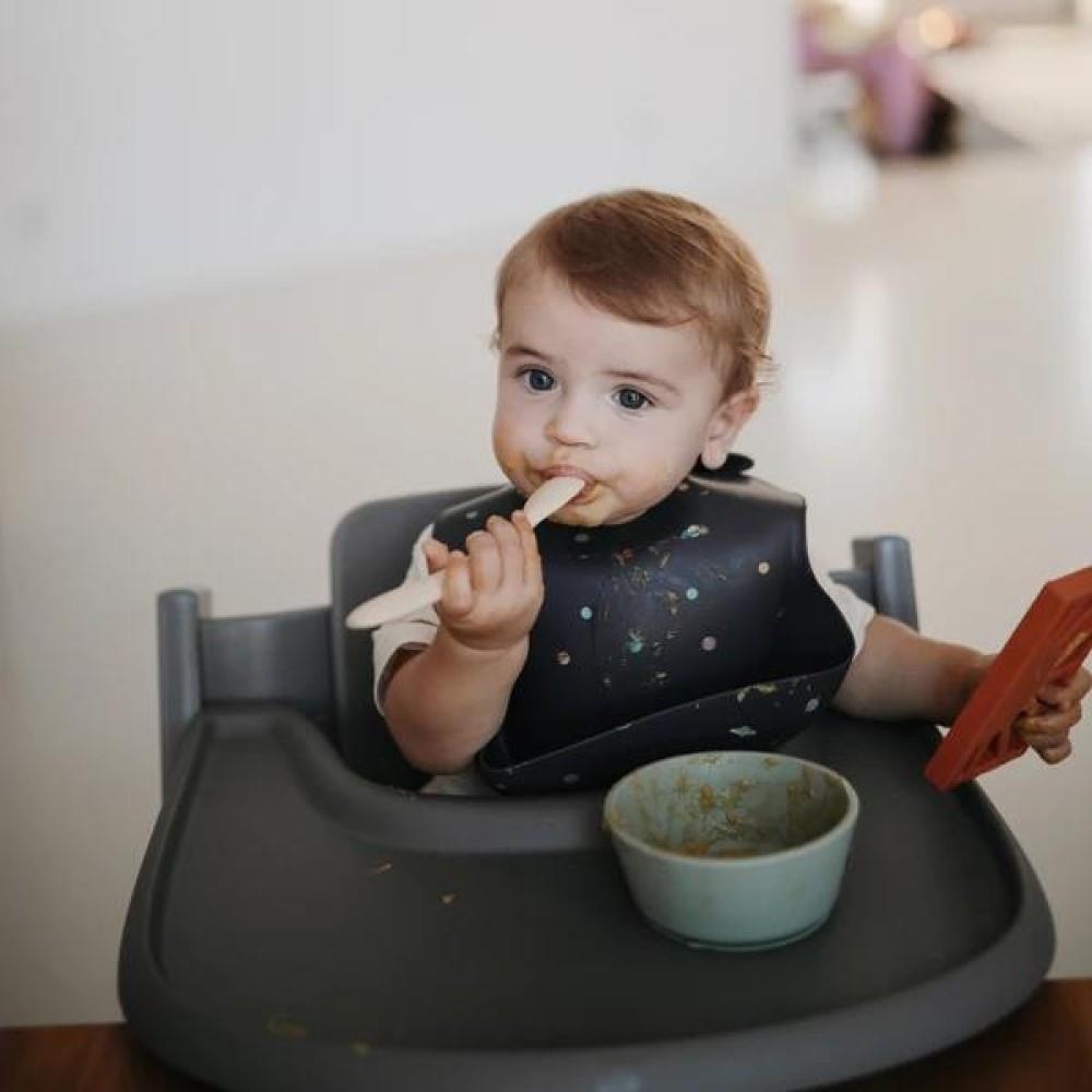 Mushie Silikon-Lätzchen, Planets, mit Auffangschale, BPA-frei