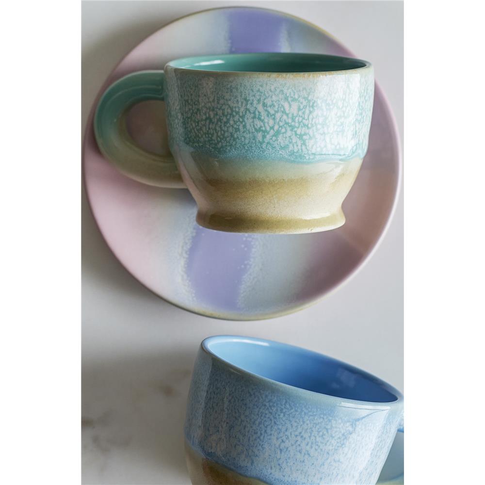 Bloomingville Safie Becher Grün 300ml Steingut mit Henkel spülmaschinenfest Tasse