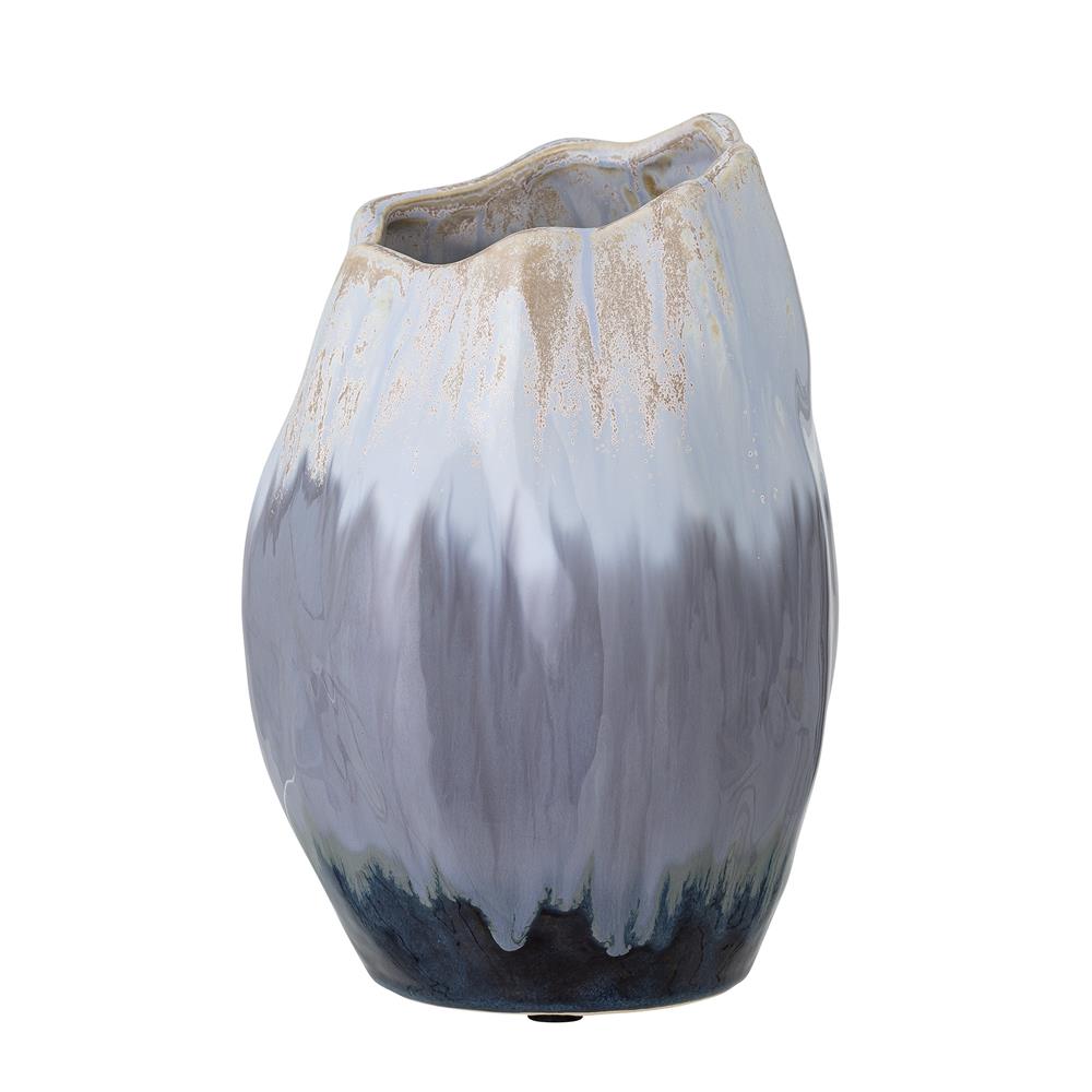 Bloomingville Jace Deko-Vase, Blau, Keramik,16x24 cm, mit Batikeffekt