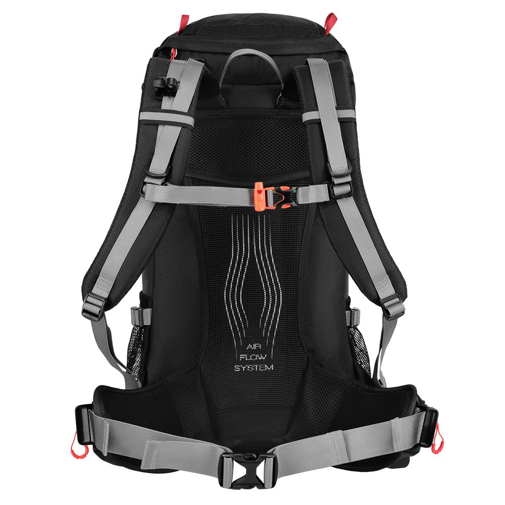 NILS CAMP Trekkingrucksack Northlake 40L in Schwarz - erweiterbarer Outdoor Rucksack mit Belüftung