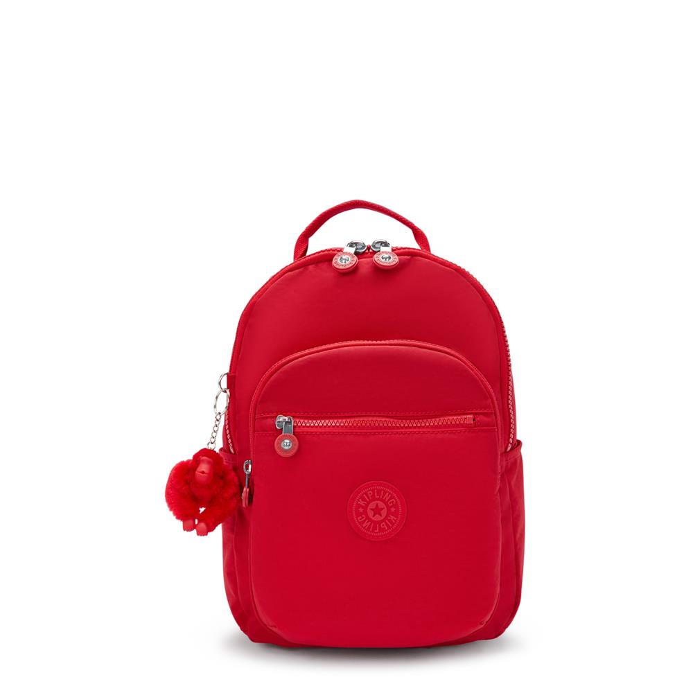 Kipling SEOUL S, Kleiner Schulrucksack mit 11-Zoll-Tabletfach, 14L, Red Rouge (rot)