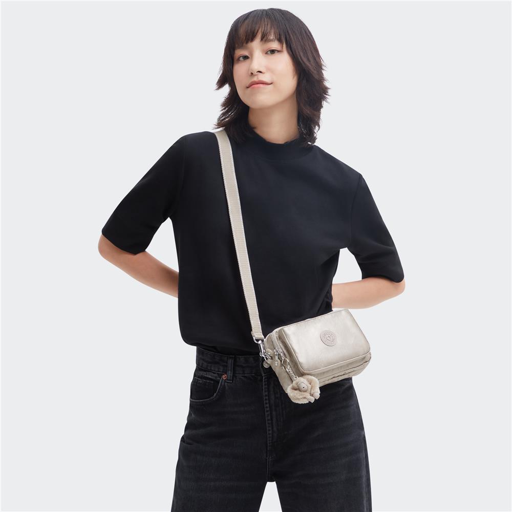 Kipling ABANU MULTI, 2-in-1-Crossbody- und Bauchtasche, Metallic Glow (beige), Schultertasche