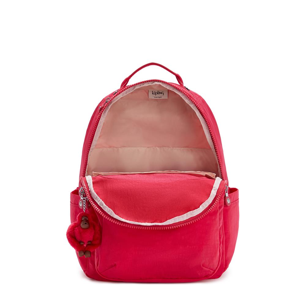Kipling SEOUL L, Großer Schulrucksack mit 15-Zoll-Laptopfach, 27L, True Pink (pink)
