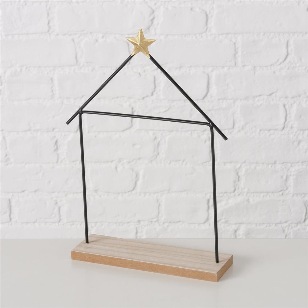 BOLTZE Krippe Natos – 12-teiliges Set aus MDF, Kunstharz & Eisen, Schwarz-Weiß, 32 cm hoch