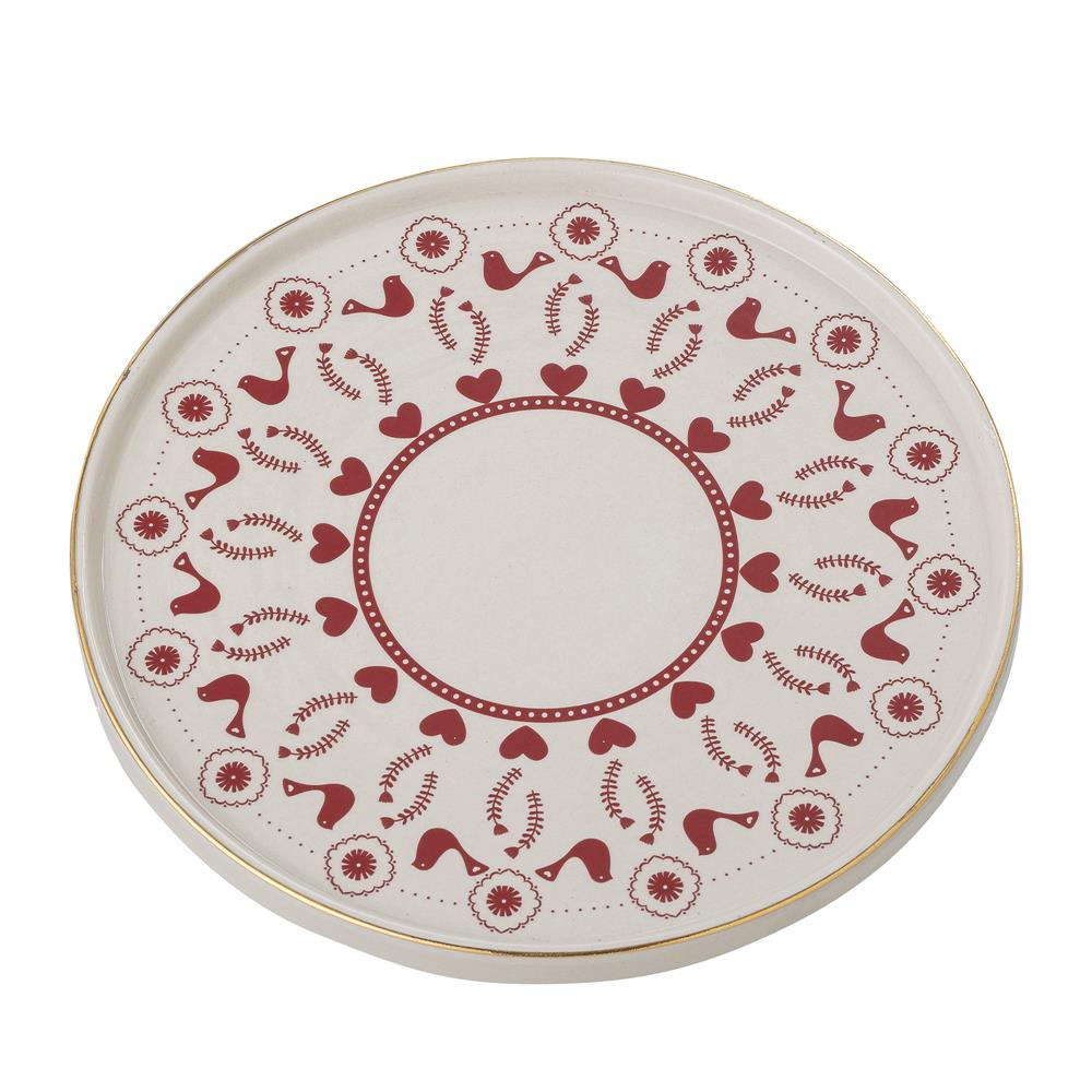 Bloomingville Jolly Tortenständer 26cm rot Herzen Kuchenplatte Tortenplatte Kuchenständer Kuchentablett Weihnachten X-Mas dänisches Design