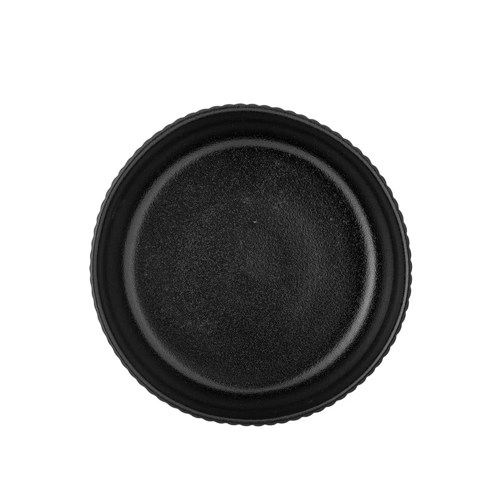 Bloomingville Neri Schale Schwarz – Steingut, 625 ml, skandinavisches Design mit Rillenstruktur