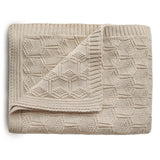 Mushie Gestrickte Babydecke Honigwaben, Beige, aus 100% Bio-Baumwolle