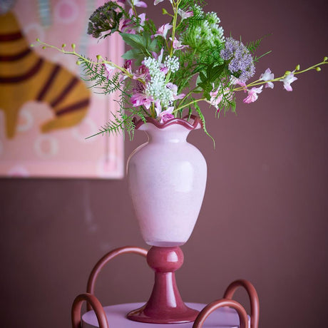 Bloomingville Frills Vase Rose Glas 34 cm Wellenrand
