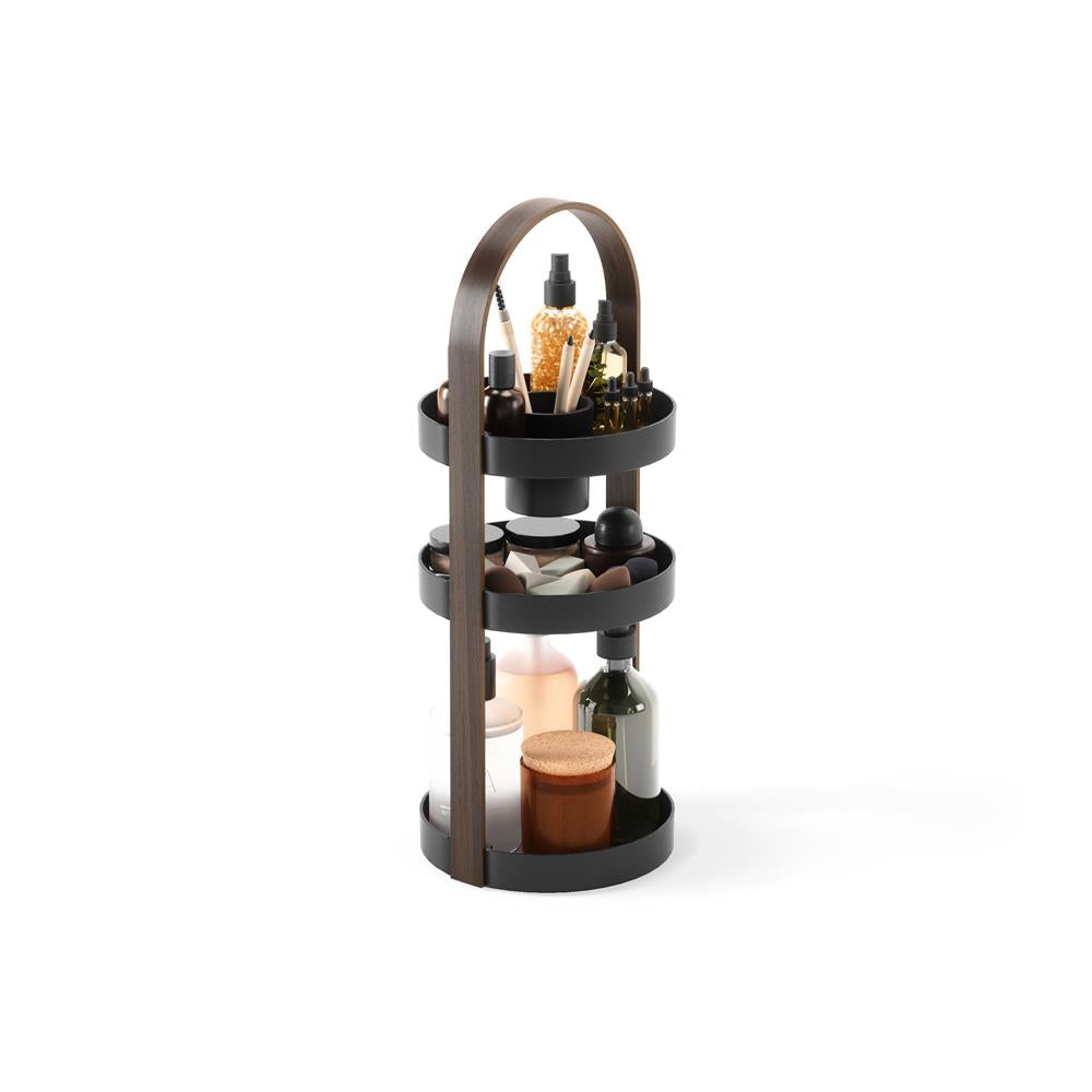 Umbra Bellwood 3-stufiger Kosmetik/Makeup Organizer in Schwarz/Walnuss