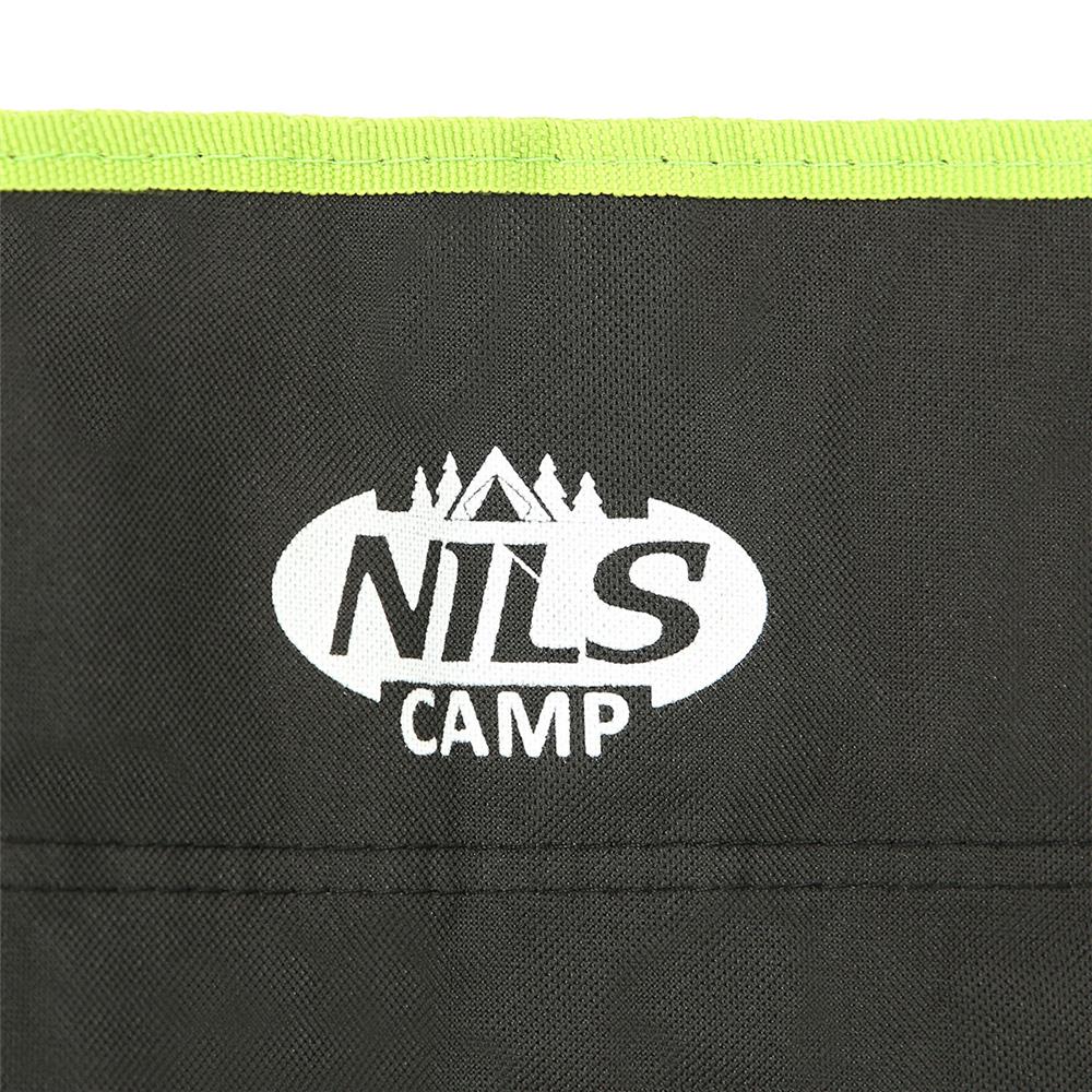 NILS CAMP Campingstuhl Schwarz-Limettengrün - klappbarer Klappstuhl mit Becherhalter für Camping & Garten