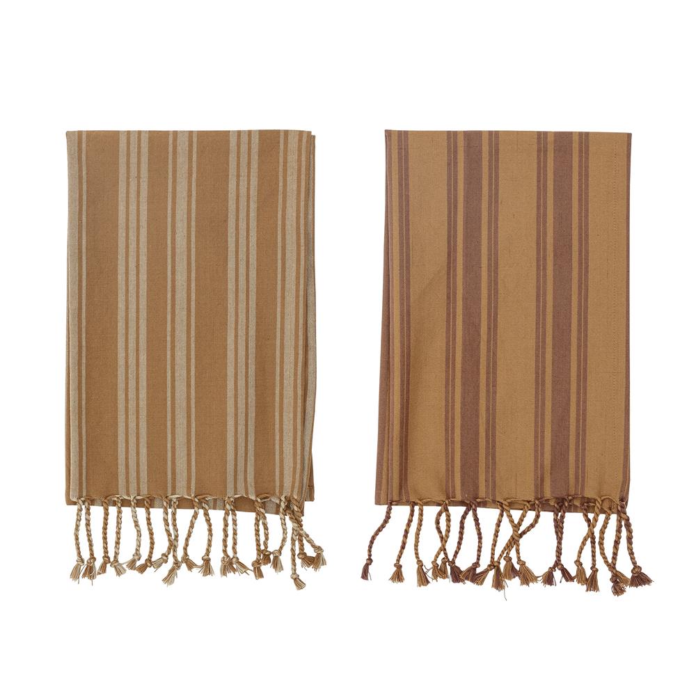 Bloomingville Elyza Küchenhandtuch, 2er Set, in Braun, aus Baumwolle, 70x45 cm