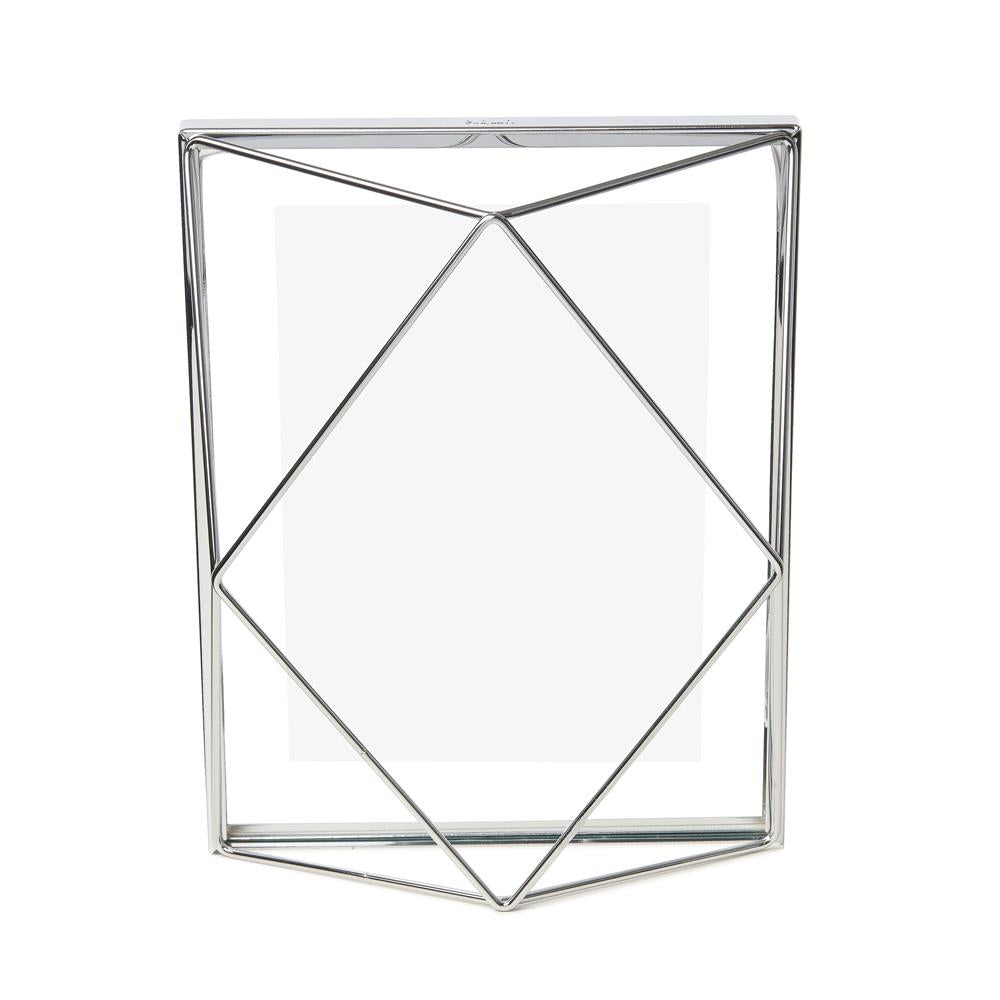 Umbra Prisma Geometrischer Bilderrahmen 23 x 18 x 7 cm zum Aufhängen oder Aufstellen Chrom Silber