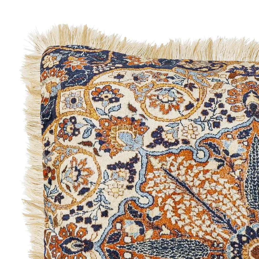 Bloomingville Asu Kissen Braun – Dekokissen 50x50 cm mit floralem Print & Fransen