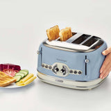 Ariete Vintage Toaster, Blau, 4-Scheiben-Toaster mit 6 Bräunungsstufen, 1600W