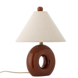 Bloomingville Panja Tischlampe rot - Steingutlampe mit Leinenschirm für Wohnzimmer & Schlafzimmer