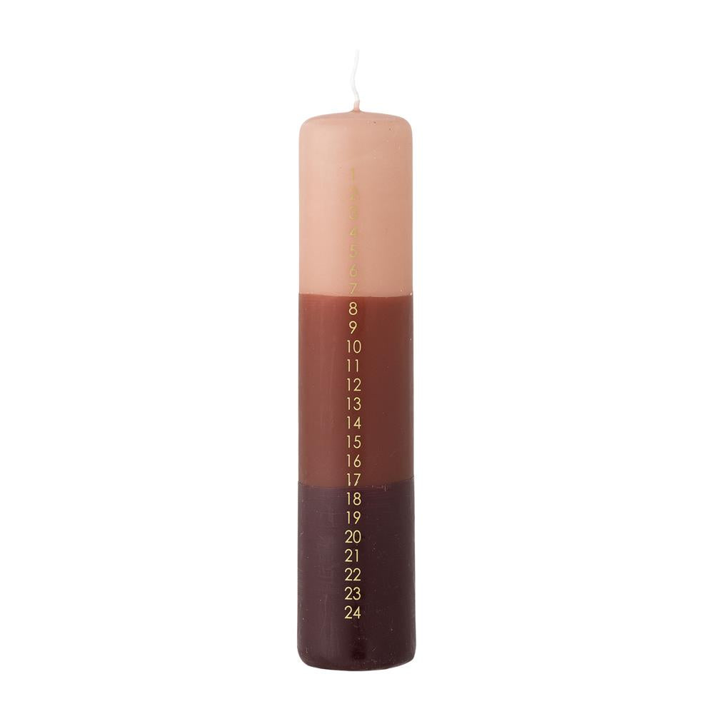 Bloomingville Dip Dye Adventskerze Braun/Rosa Countdown Kerze 24 Tage