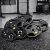 Hantelscheibe 5 kg Gummiert 50 mm mit Tri-Grip-Griffe | HMS TOK05 PRO