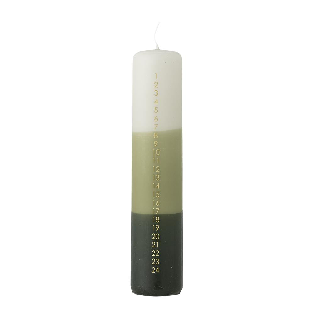 Bloomingville Dip Dye Adventskerze Grün Paraffin Countdown Kerze 24 Tage