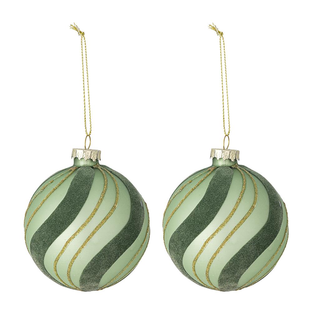 Bloomingville Sunita Weihnachtsanhänger Grün Glas 2er Set Christbaumschmuck