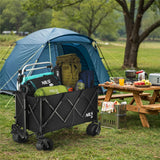 NILS CAMP XXL Bollerwagen faltbar 180L in Schwarz -Campingwagen für Strand & Garten