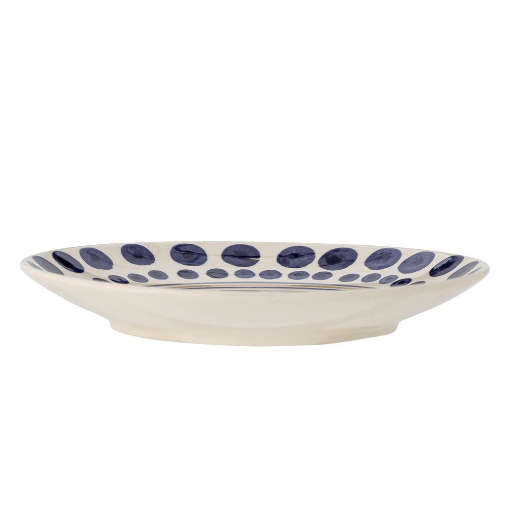 Bloomingville Shama Teller, Orange, Steingut, 27 cm, mit handbemaltem Muster