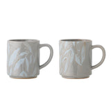 Bloomingville Aurora Tassen 2er Set, Grau, Steingut, stapelbar, 350 ml, spülmaschinengeeignet