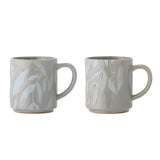 Bloomingville Aurora Tassen 2er Set, Grau, Steingut, stapelbar, 350 ml, spülmaschinengeeignet