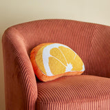 Bloomingville Navelina Kissen Gelb – Orangenscheiben‑Deko-Kissen mit Perlen 38x23 cm