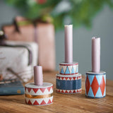 Bloomingville Bitja Kerzenhalter Bunt Steingut 3er Set Weihnachtsdeko
