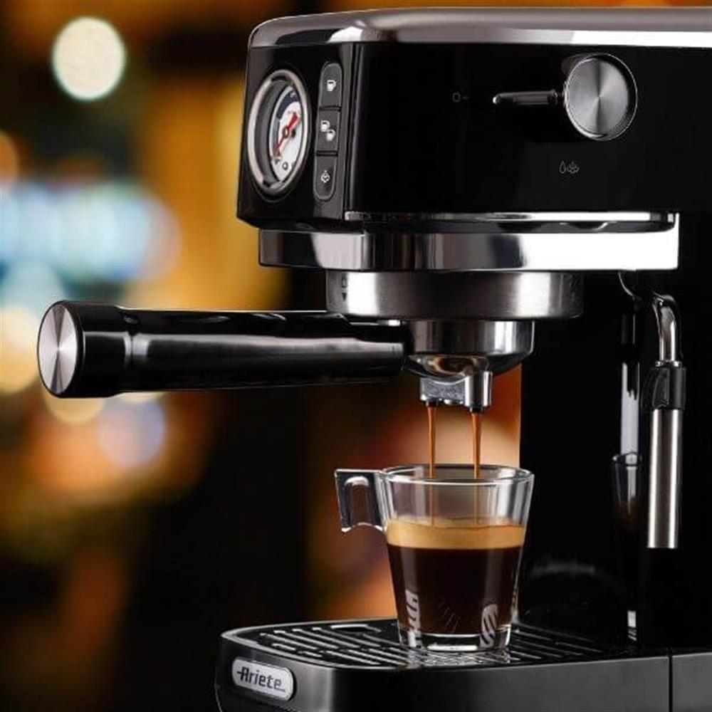 Ariete Moderna Espressomaschine Slim, Schwarz, Siebträgermaschine, 1-Tassen-Kaffeemaschine