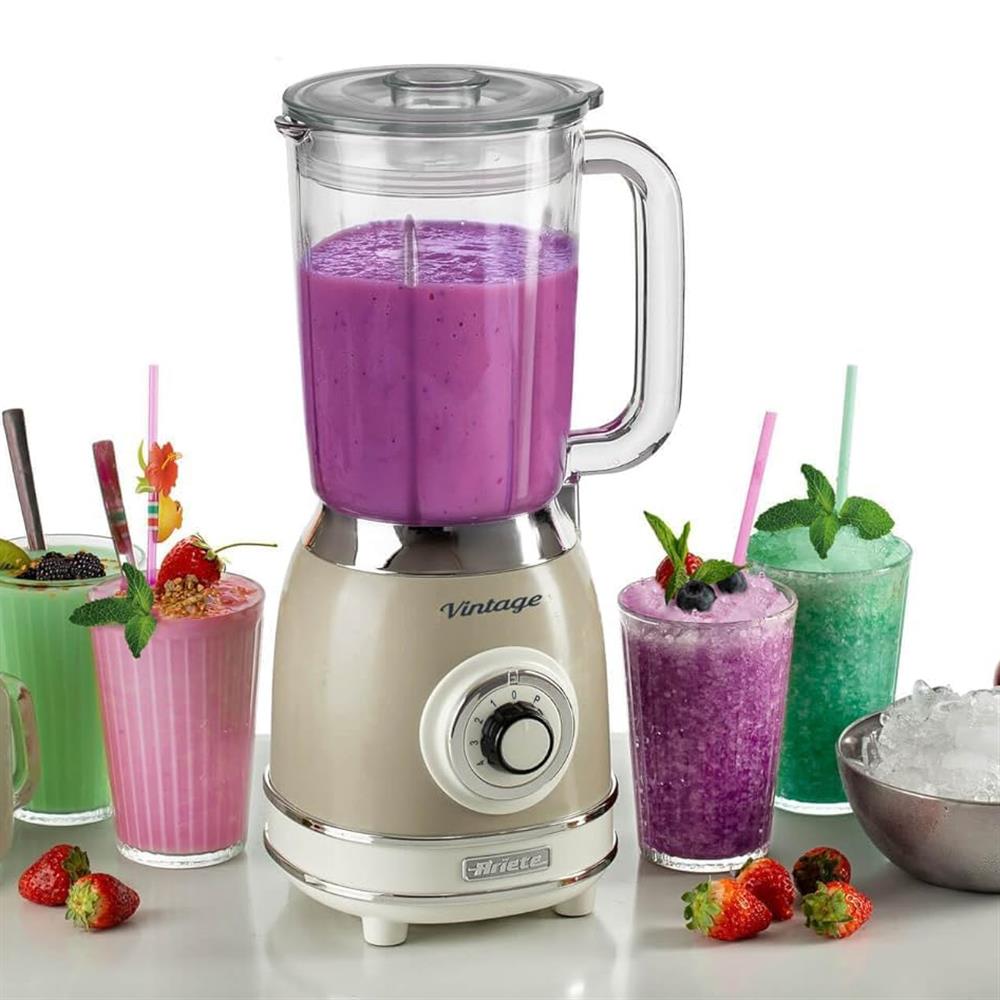 Ariete Vintage Standmixer, Beige, Glasbehälter 1,5L, Smoothie Maker, 1000W