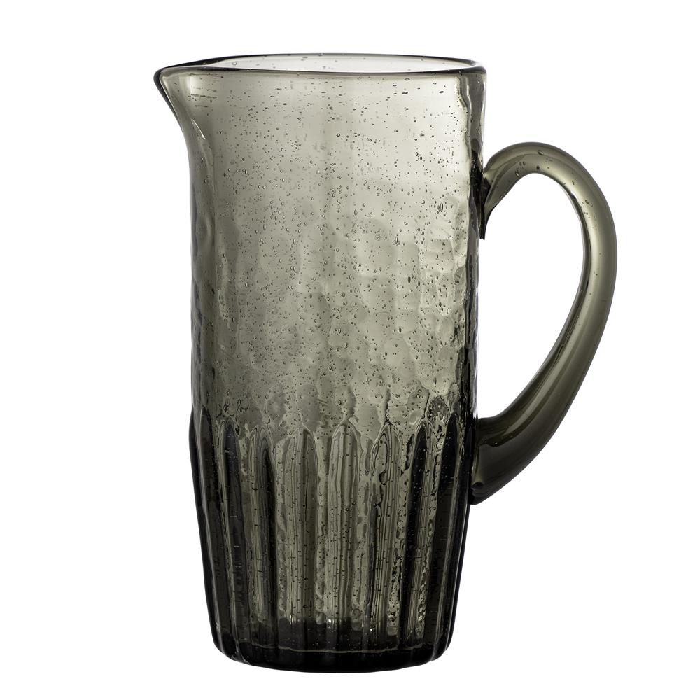 Bloomingville Anora Krug Grau 1L Kanne aus mundgeblasenem Glas dänisches Design