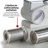 Ariete Gratì Metal Elektrische Reibe, Akku Käsereibe mit 2 Trommeln, für Käse, Schokolade, Nüsse