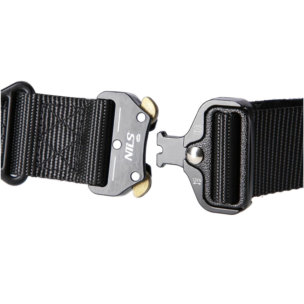 NILS CAMP Taktischer Gürtel 125 cm Schwarz Cobra Schnalle Oxford Gewebe