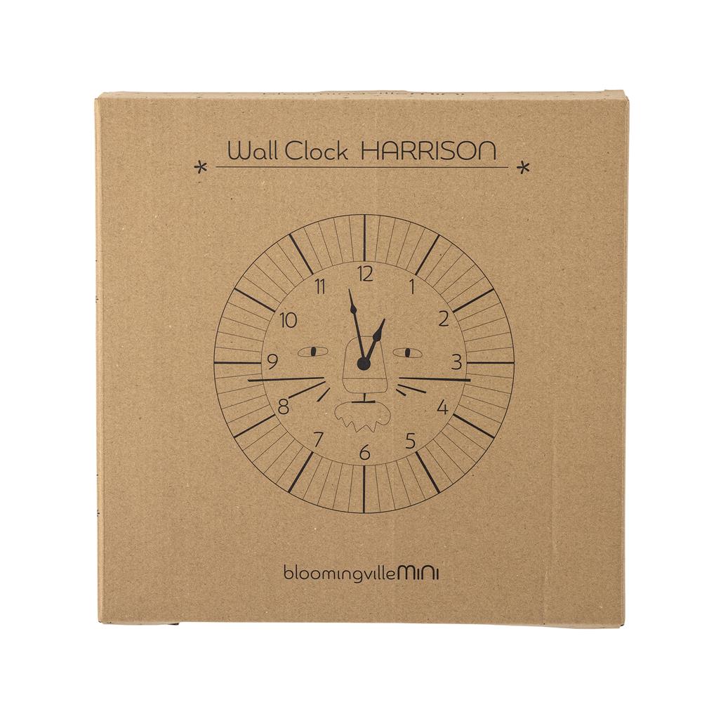 Bloomingville MINI Harrison Wanduhr, Braun, 23 cm, Kinderzimmerdekoration mit Löwenkopf